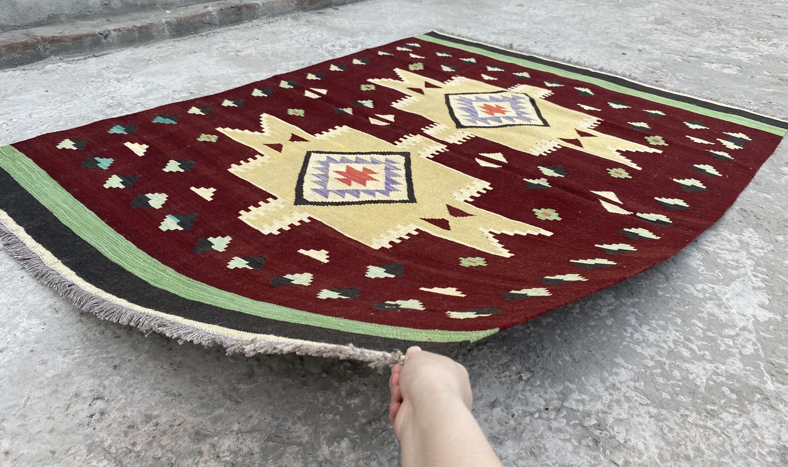 Southwestern Kilim Handwoven Wool 5x6 Area Rug photo buy