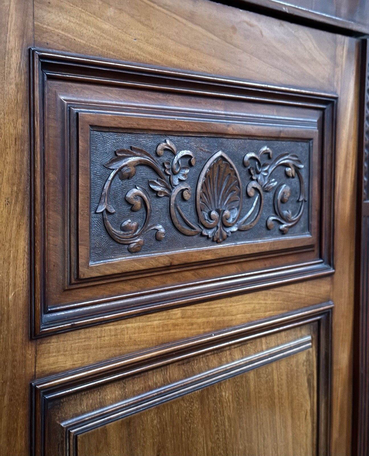 Furniture Antique Flame Mahogany Wardrobe Blind Door Carved C1890s Superior Quality photo