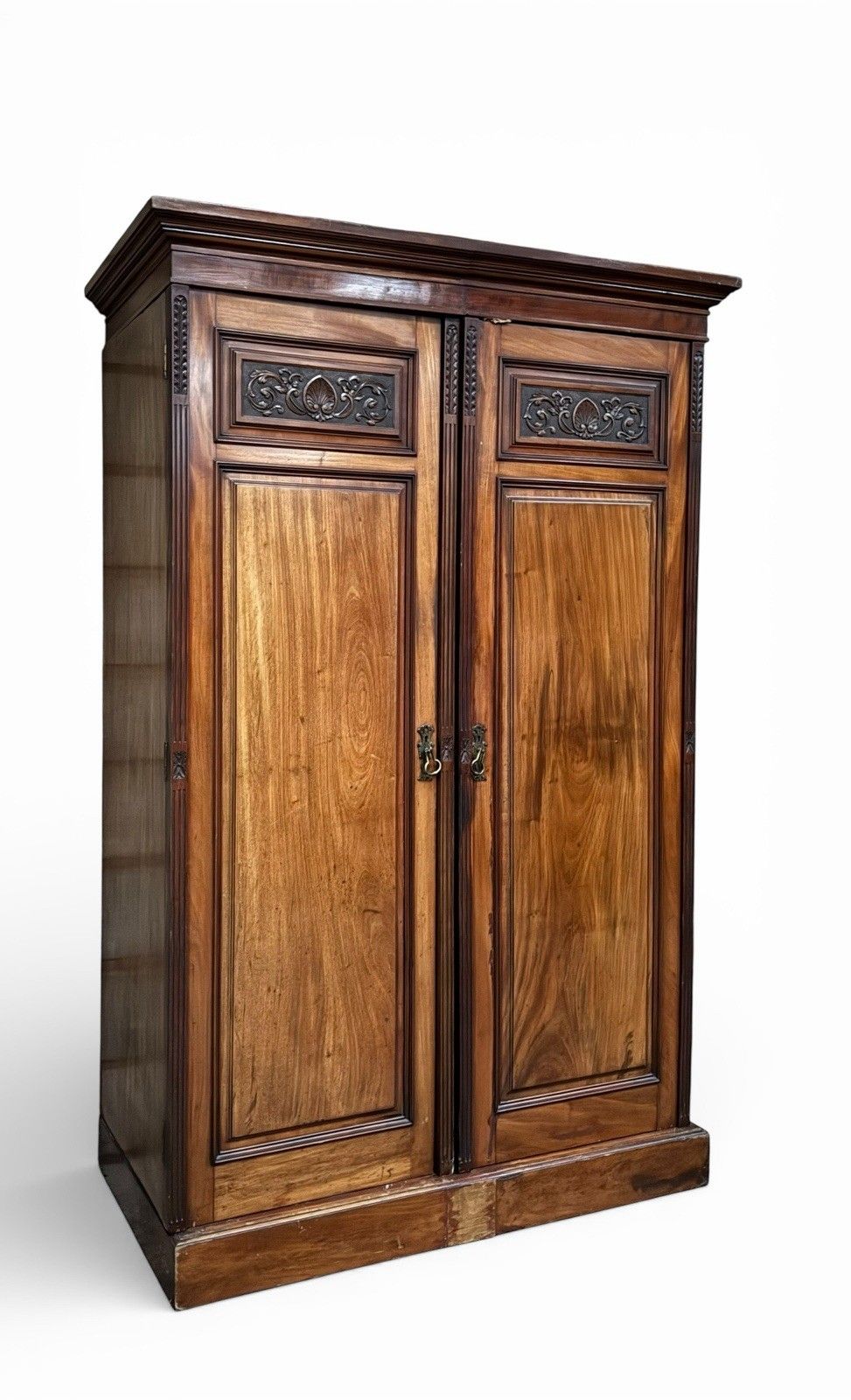 photo vinterior Antique Flame Mahogany Wardrobe Blind Door Carved C1890s Superior Quality