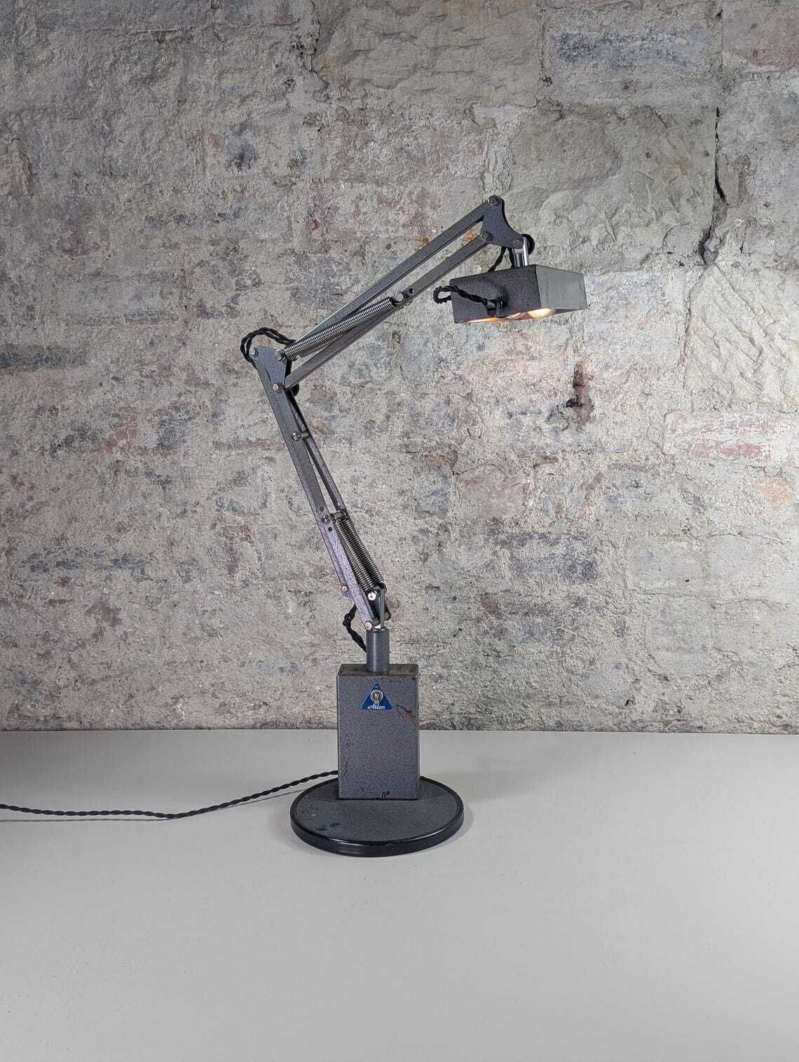 Vintage P.W. Allen & Co Industrial Visual Inspection Lamp – Articulated Engineer’s Desk Light photo for sale