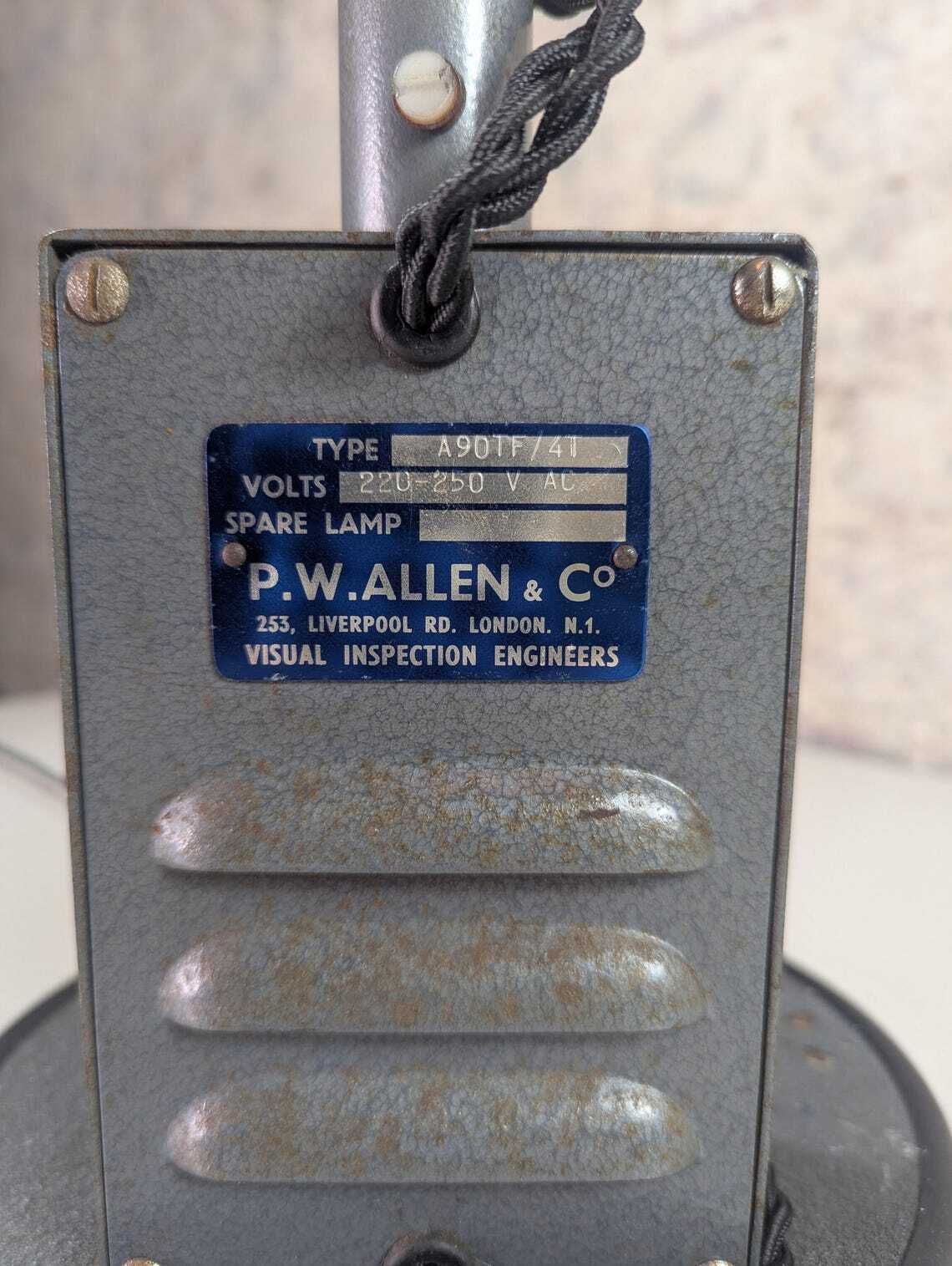 photo buy Vintage P.W. Allen & Co Industrial Visual Inspection Lamp – Articulated Engineer’s Desk Light