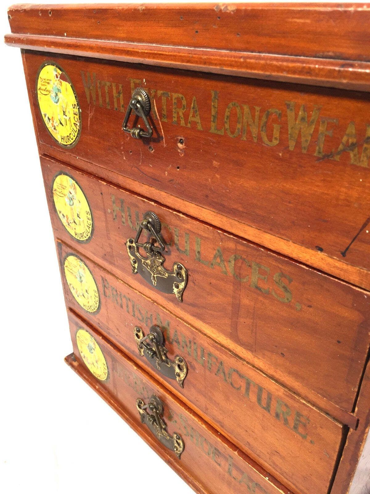 Antique Advertising Hurculaces Haberdashery Shop Counter Drawers Cabinet C1930 photo 389.0