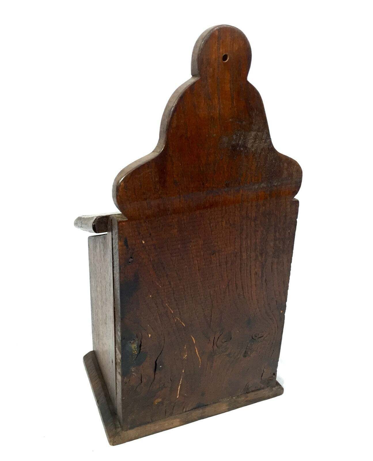 Antique Arts & Crafts Wooden Pine Salt / Candle Box / C.1900 / Wall Hanging photo vinterior