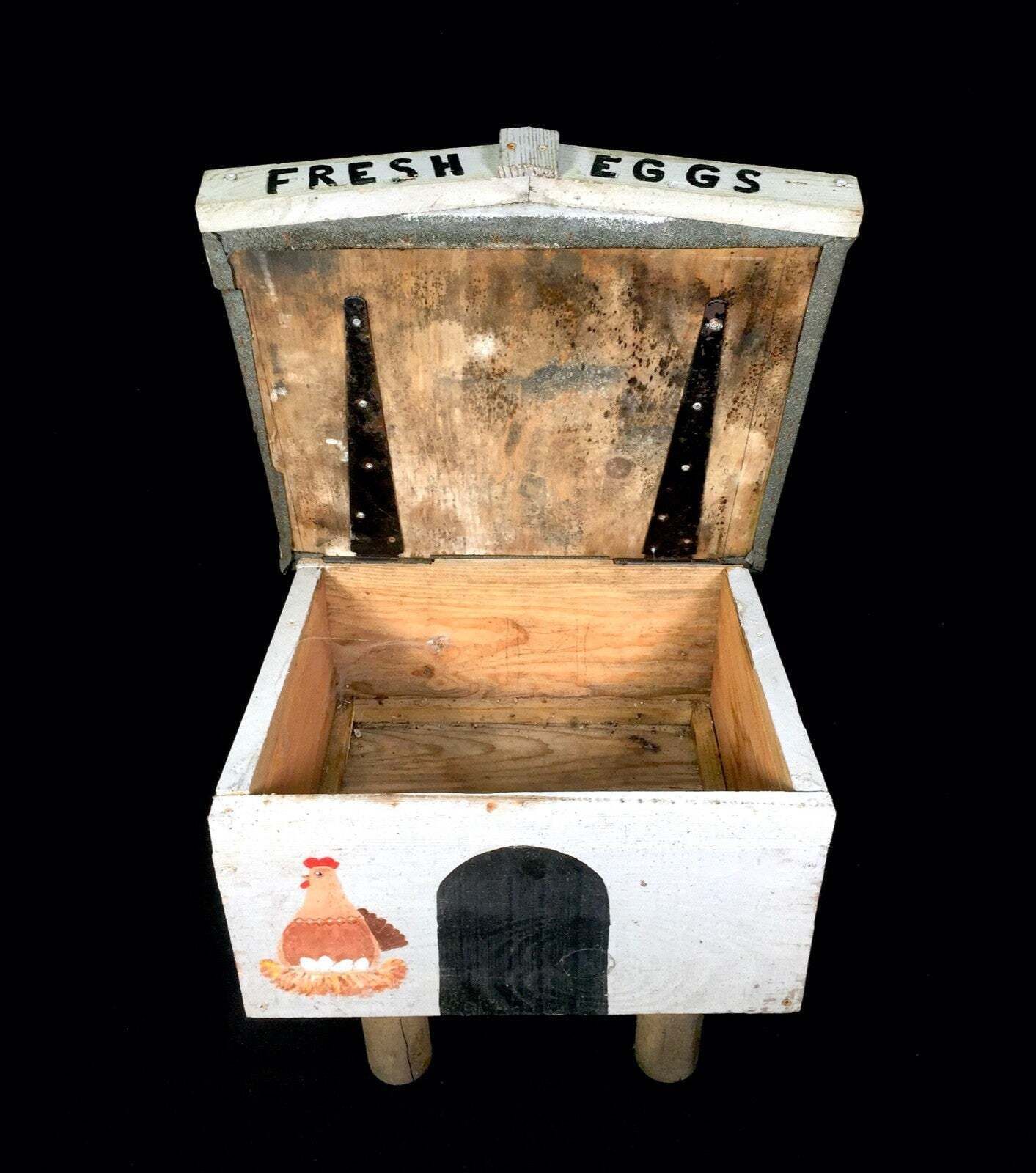 photo furniture Hand Crafted Rustic Style "Fresh Eggs" For Sale Wooden Storage Box Farmhouse