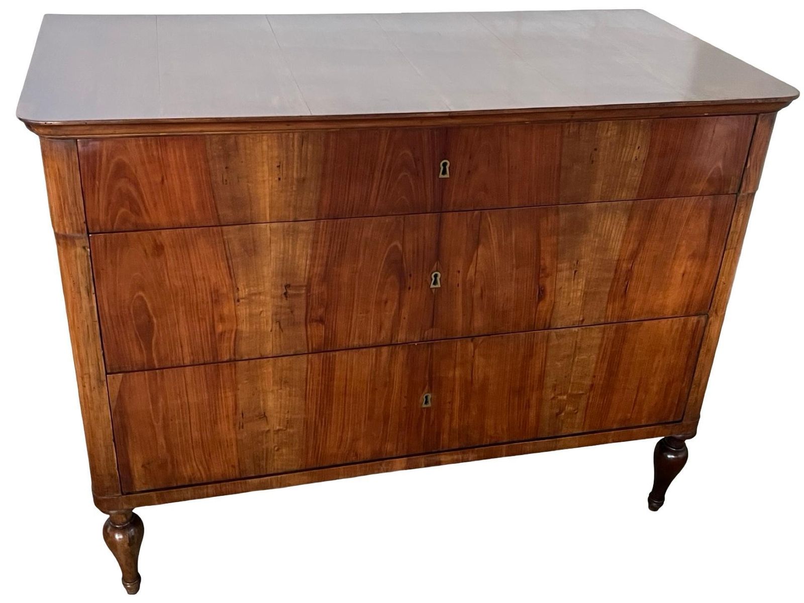 Italian Walnut Empire Chest Of Drawers / Commode With Book Matched Veneer photo for sale