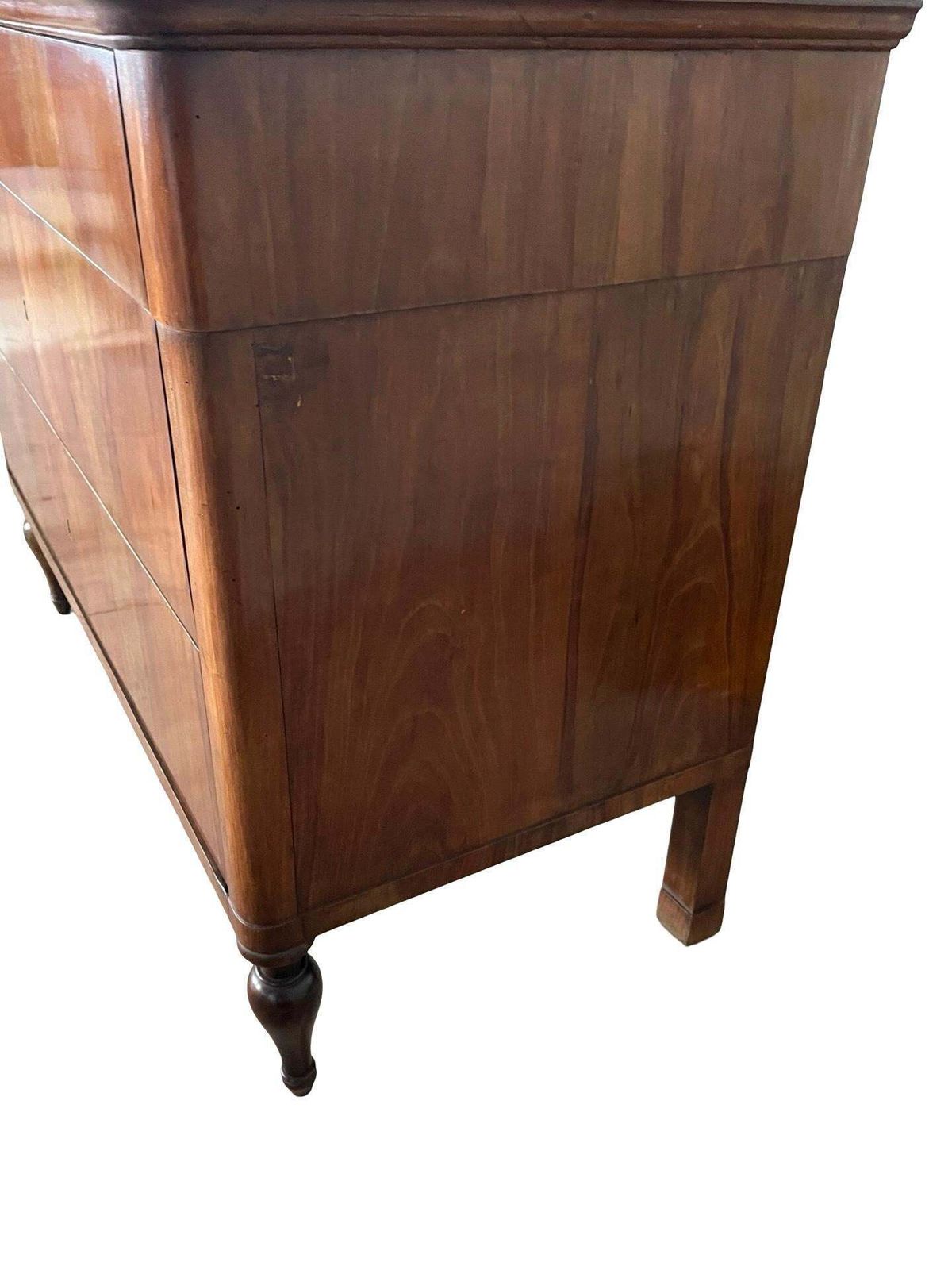 Italian Walnut Empire Chest Of Drawers / Commode With Book Matched Veneer photo vintage