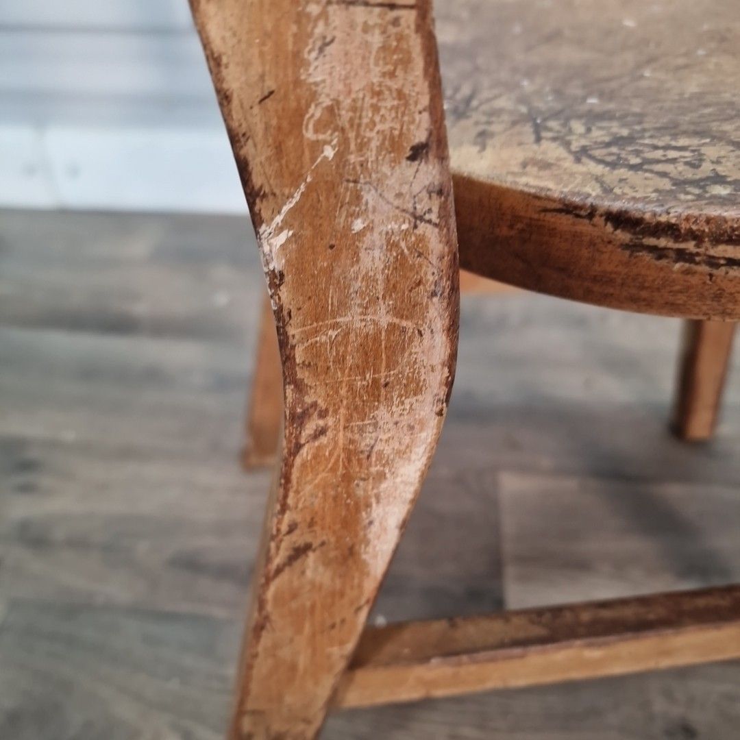 photo vinterior Vintage Wooden School Chair Small Child's Utility Seat Mid Century Retro Mcm