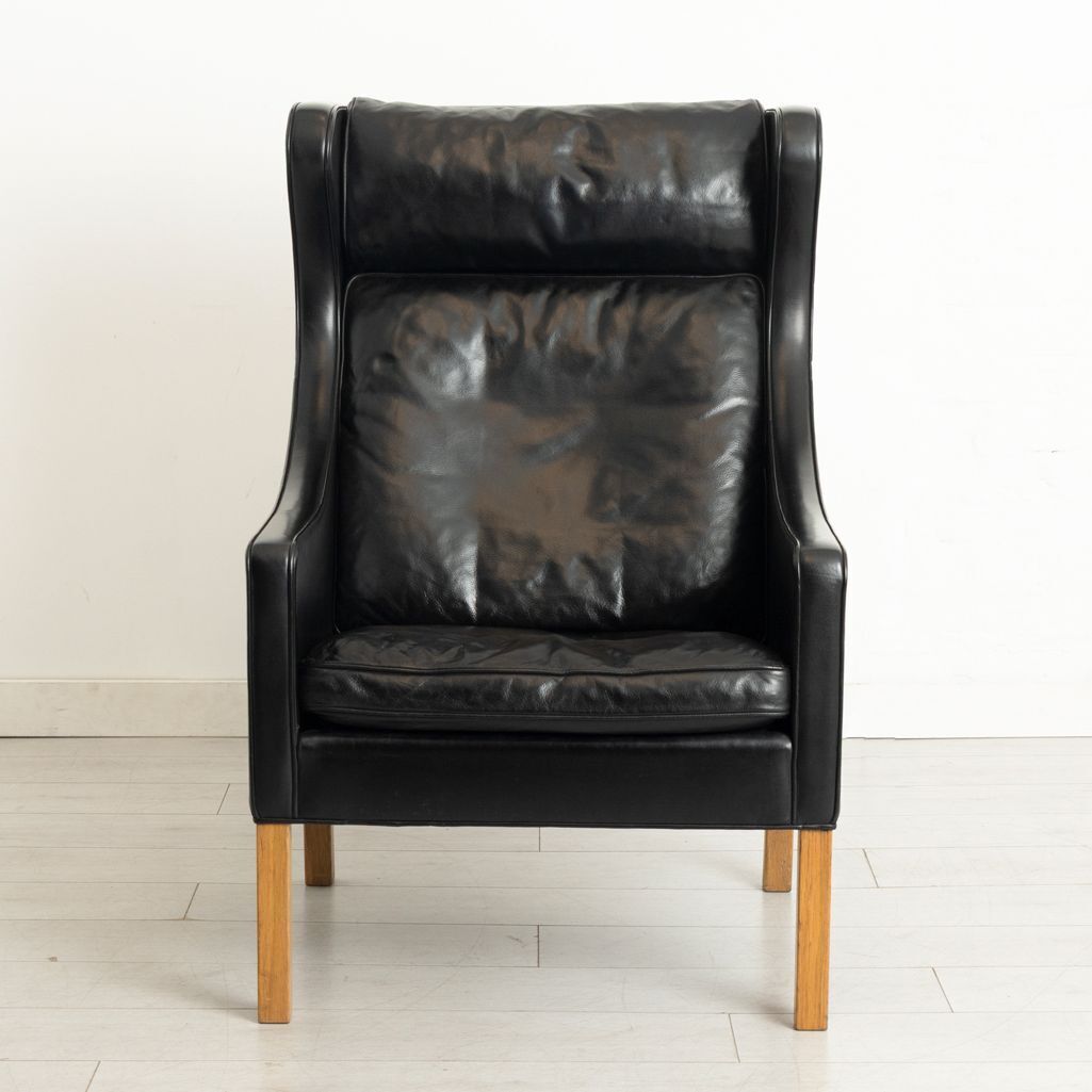 Oak & Leather Wing Chair Model 2204 Wing Chair By Borge Mogensen For Fredericia, Denmark photo furniture