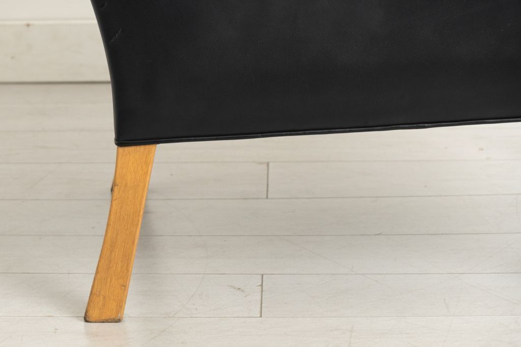 Oak & Leather Wing Chair Model 2204 Wing Chair By Borge Mogensen For Fredericia, Denmark photo vintage