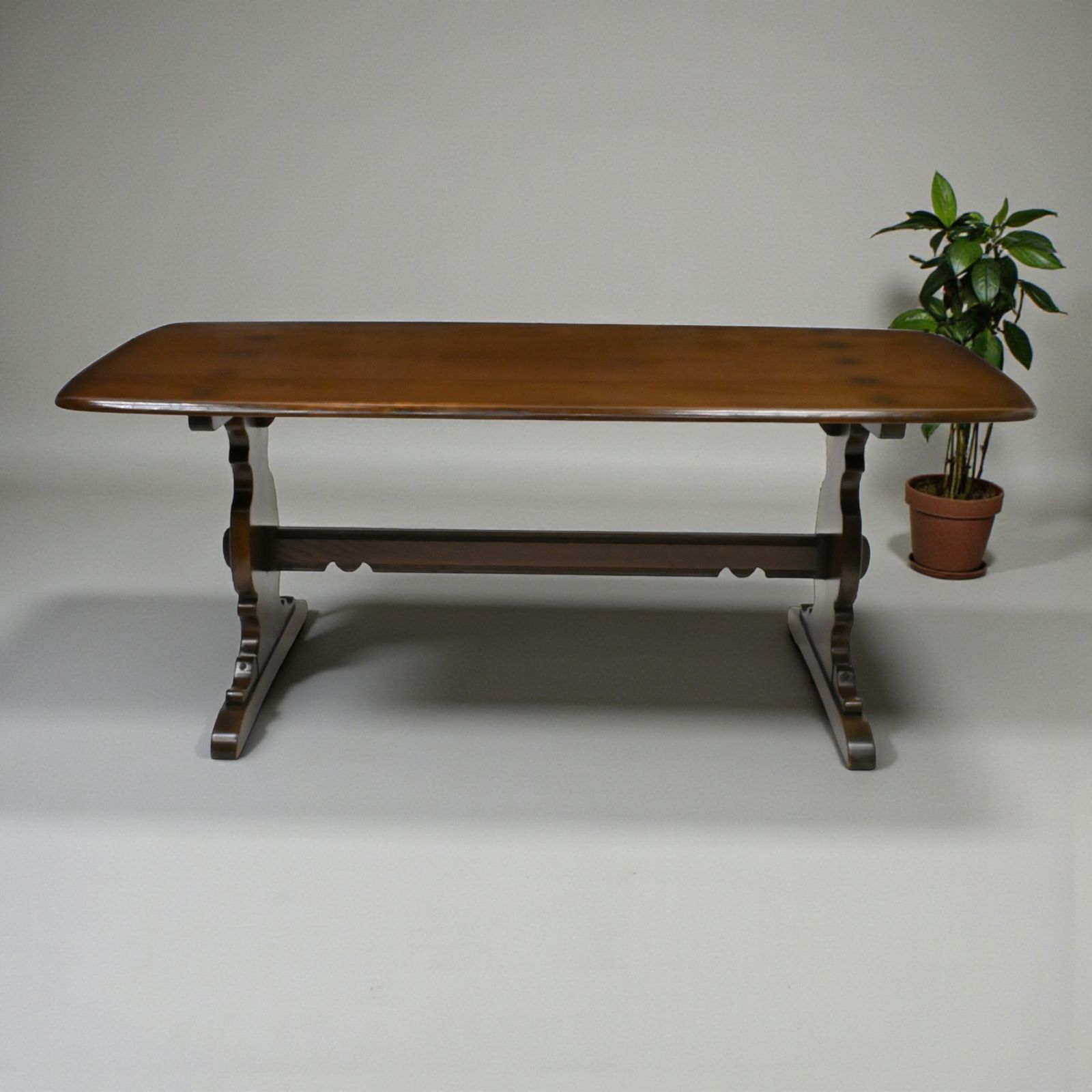 Ercol Elm Dining Table Plank Top Retro Dark Finish Free Uk Delivery*