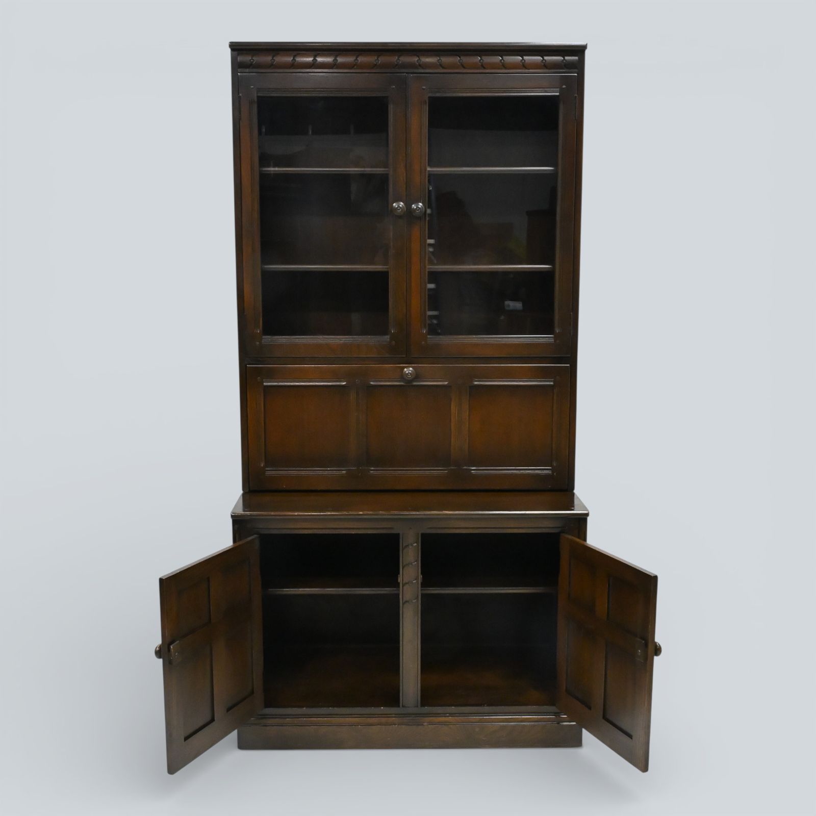 photo furniture Ercol Mural Wall Unit Display/Drinks Cabinet Dark Finish Free Uk Delivery*