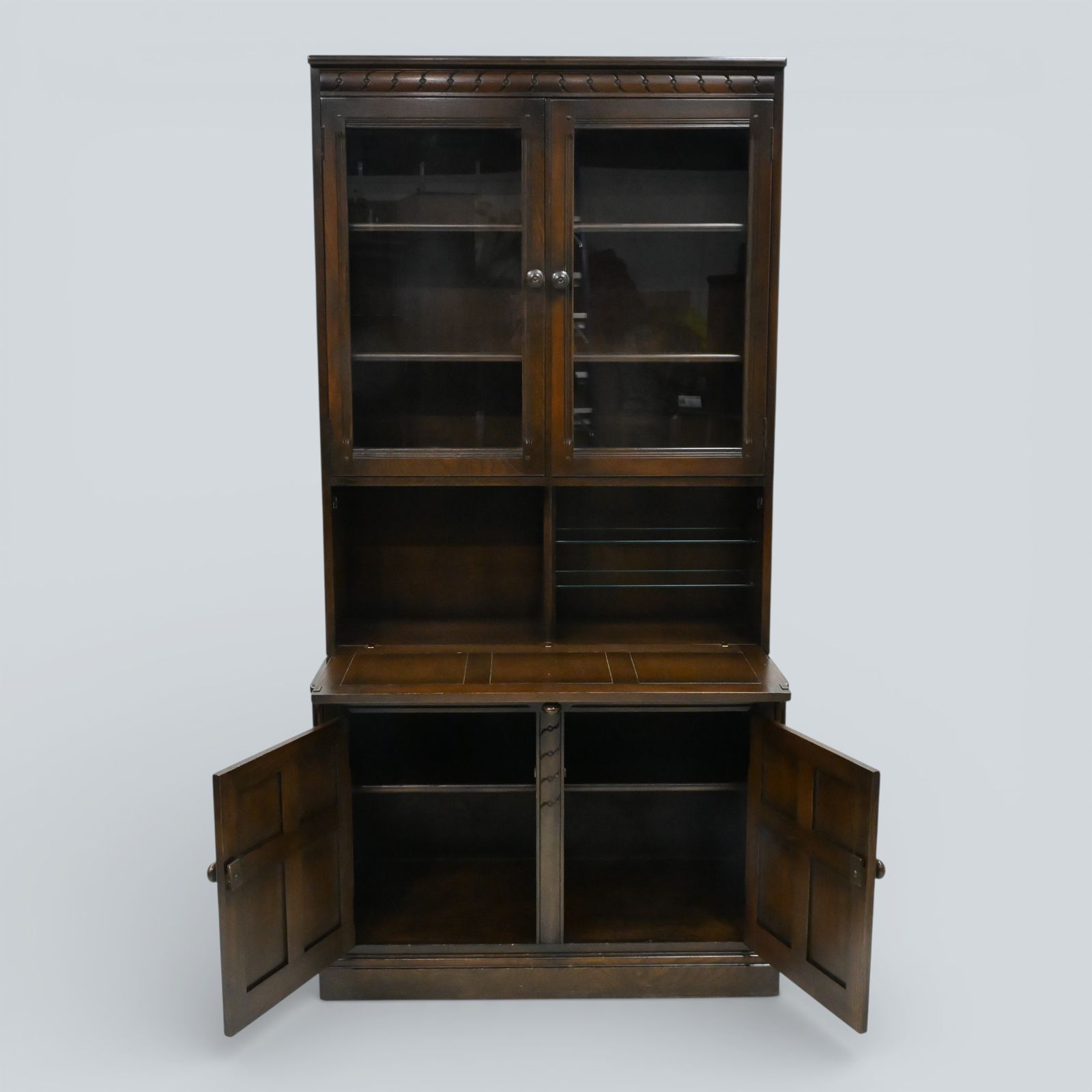 photo for sale Ercol Mural Wall Unit Display/Drinks Cabinet Dark Finish Free Uk Delivery*