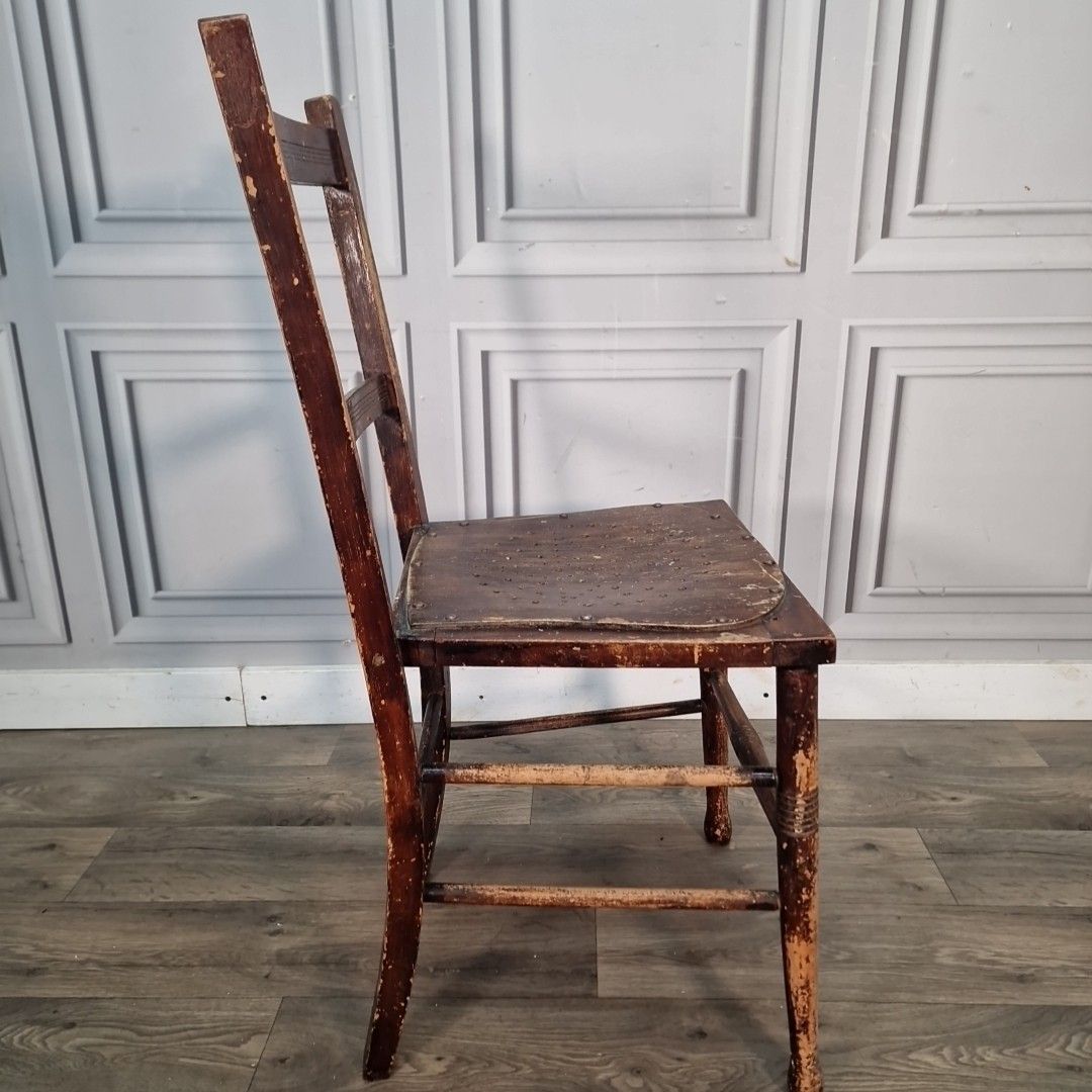 Furniture Antique Wooden Bedroom Chair Kitchen Hall Seat Victorian For Restoration photo