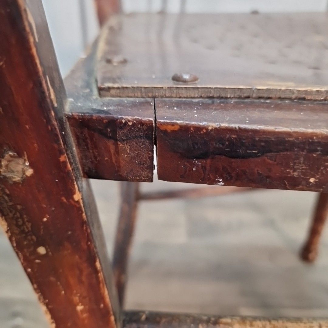 60.0 Antique Wooden Bedroom Chair Kitchen Hall Seat Victorian For Restoration photo