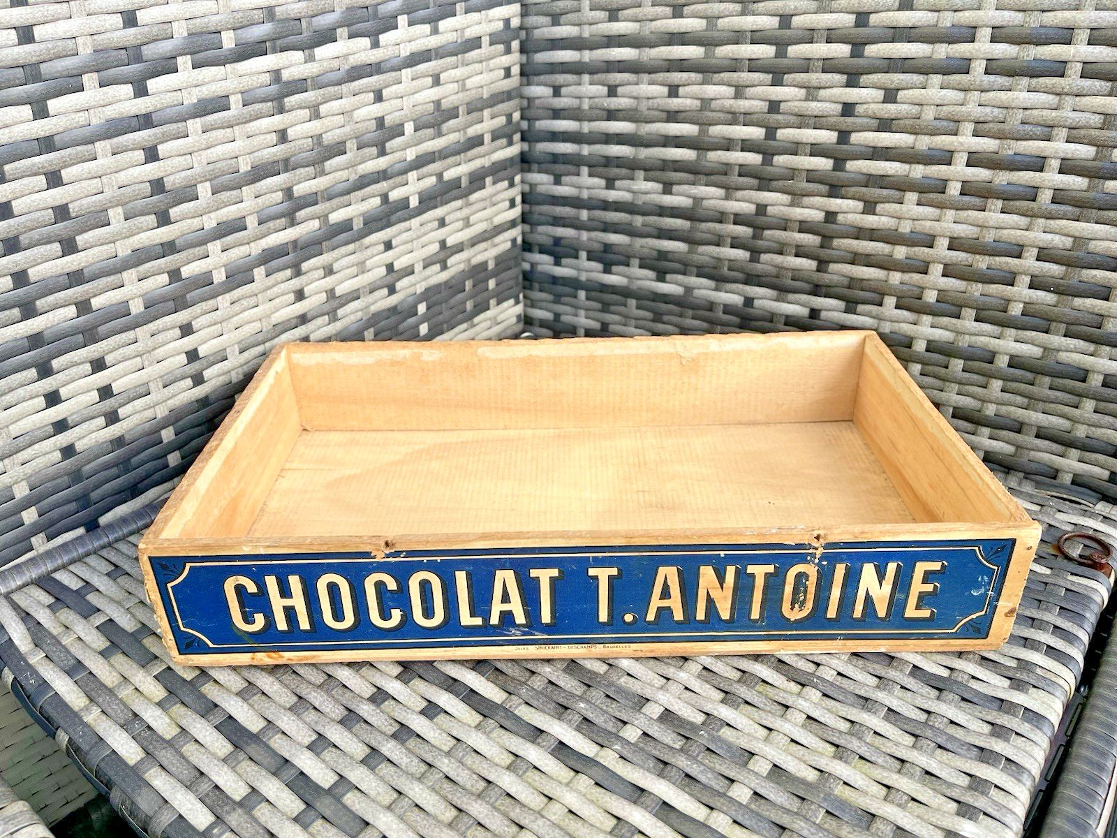 Large Antique C1920 Belgian Chocolate Wooden Counter Shop Display Crate Box Prop photo Home Decor