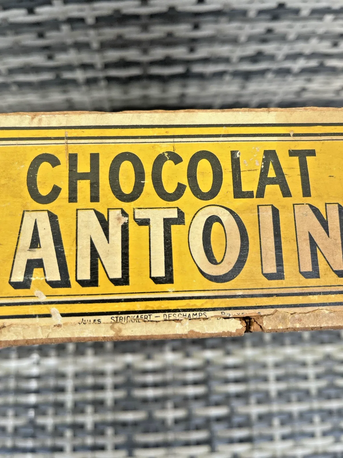 139.0 Large Antique C1920 Belgian Chocolate Wooden Counter Shop Display Crate Box Prop photo