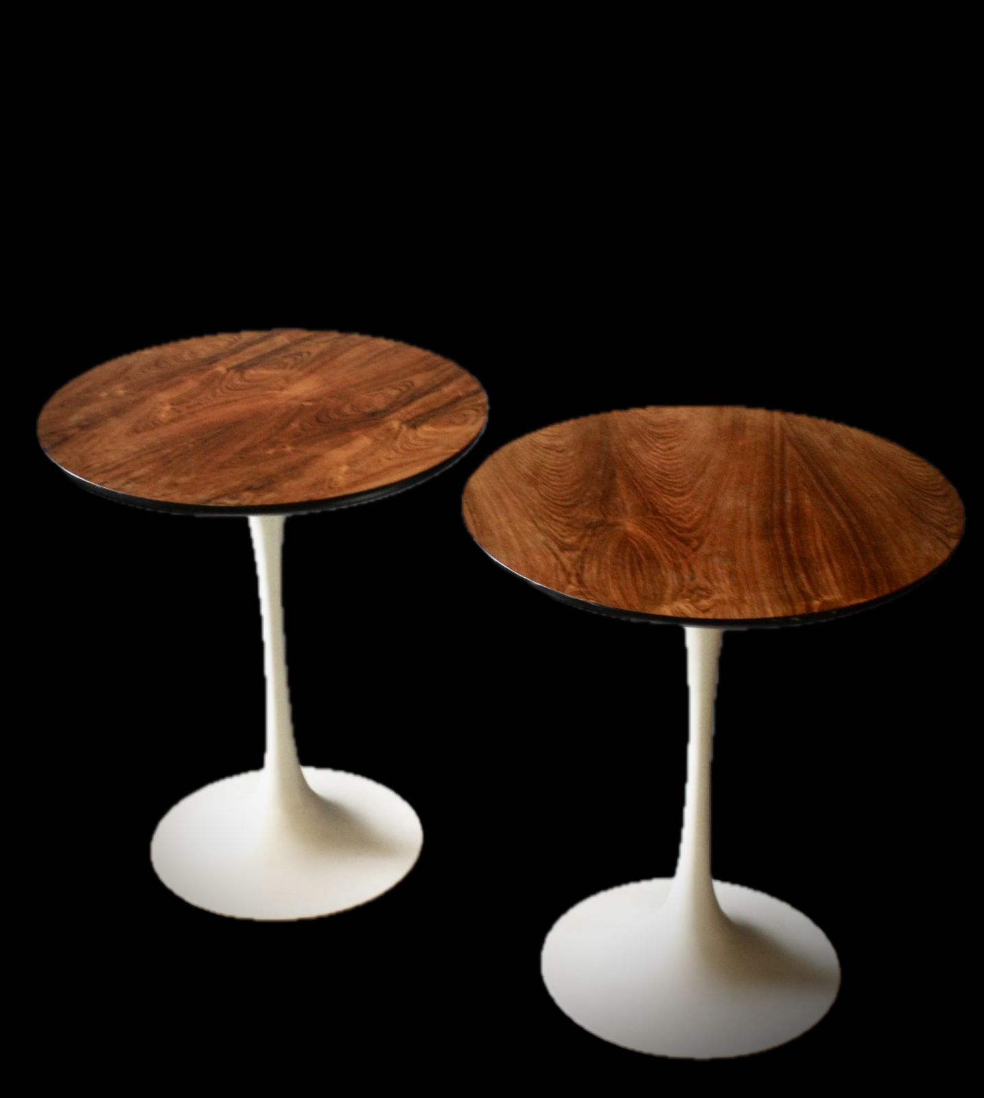 photo for sale Pair Of Arkana Tulip Based Rosewood Side Tables