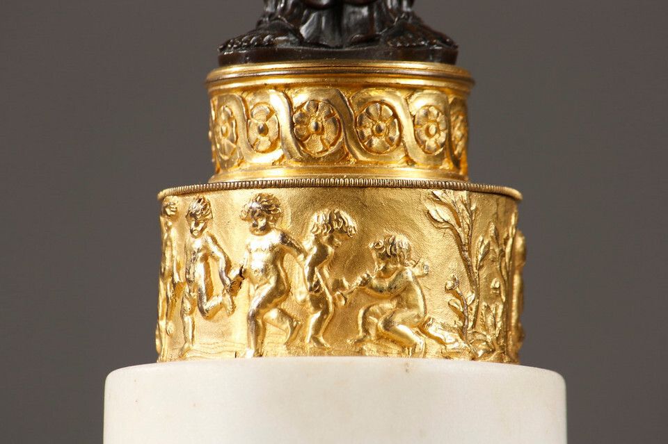 photo for sale Pair Of Bronze And Marble Candelabra, Directory Period