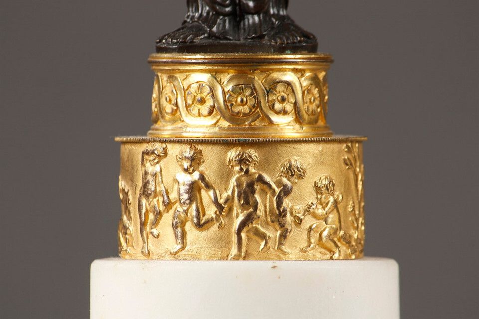 5358.0 Pair Of Bronze And Marble Candelabra, Directory Period photo