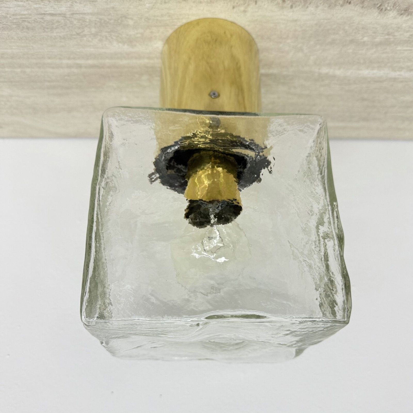 photo furniture J.T. Kalmar Plafondlamp Van Matglas En Messing, Jaren 1970