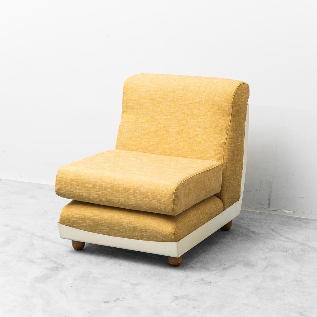 Pair Of Vintage Yellow Fabric Armchairs From The 1970s photo vinterior