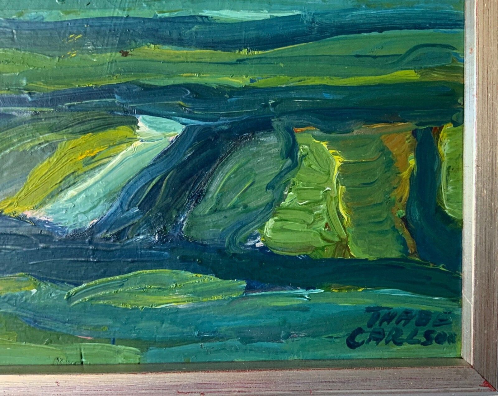 Vintage Painting Abstract Modernist Landscape By Thabe Carlson 1971 photo 270.0