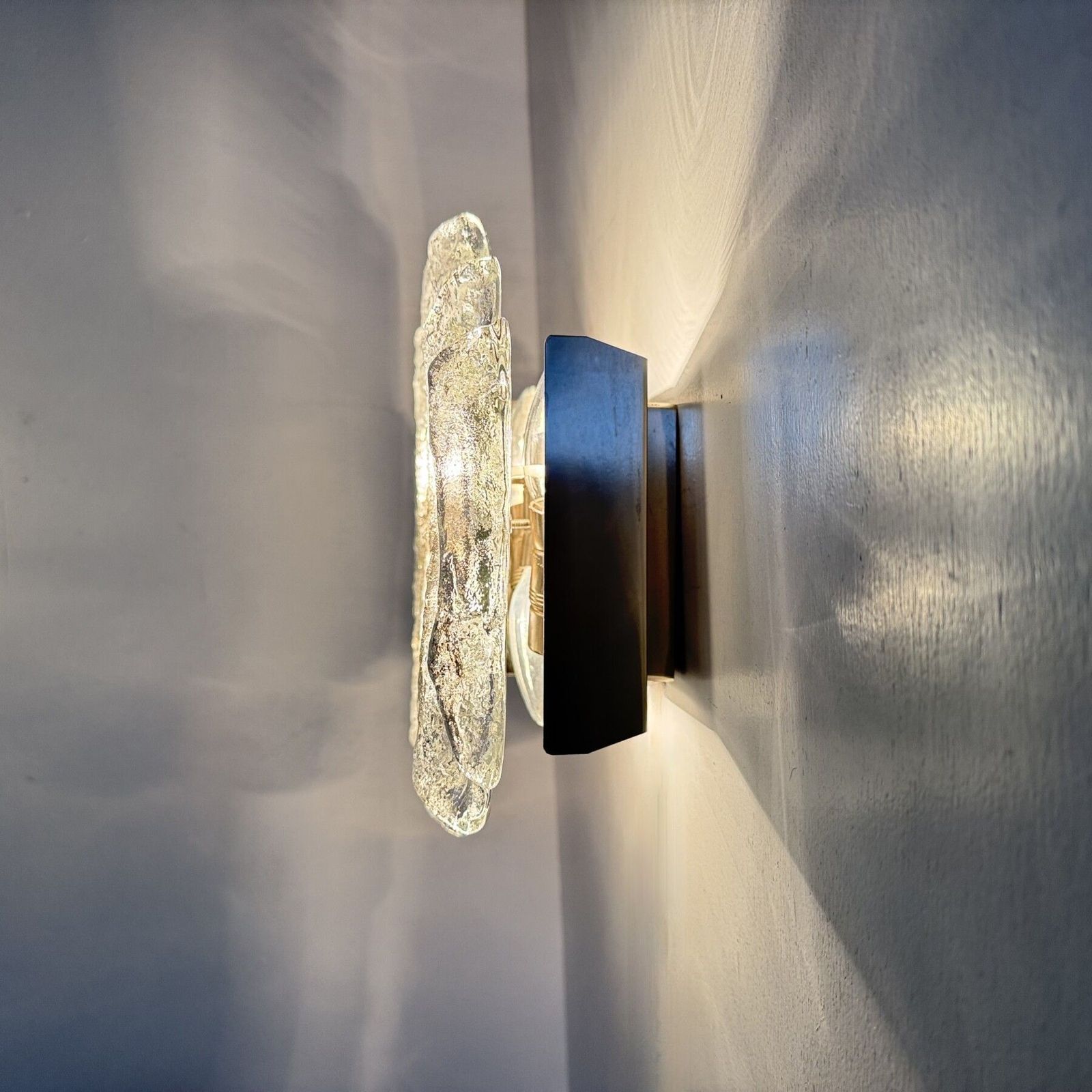 Wall Sconces In Murano Ice Glass And Metal By J.T. Kalmar For Kalmar, 1960s photo vintage