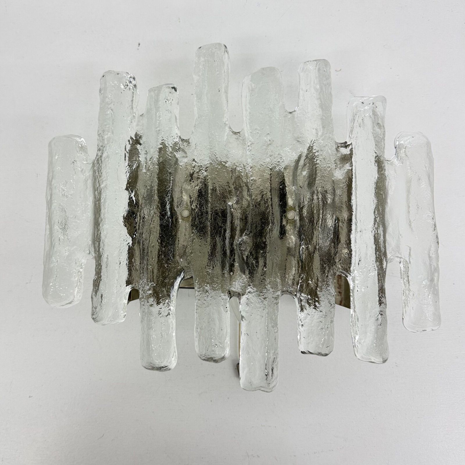 photo vinterior Wall Sconces In Murano Ice Glass And Metal By J.T. Kalmar For Kalmar, 1960s