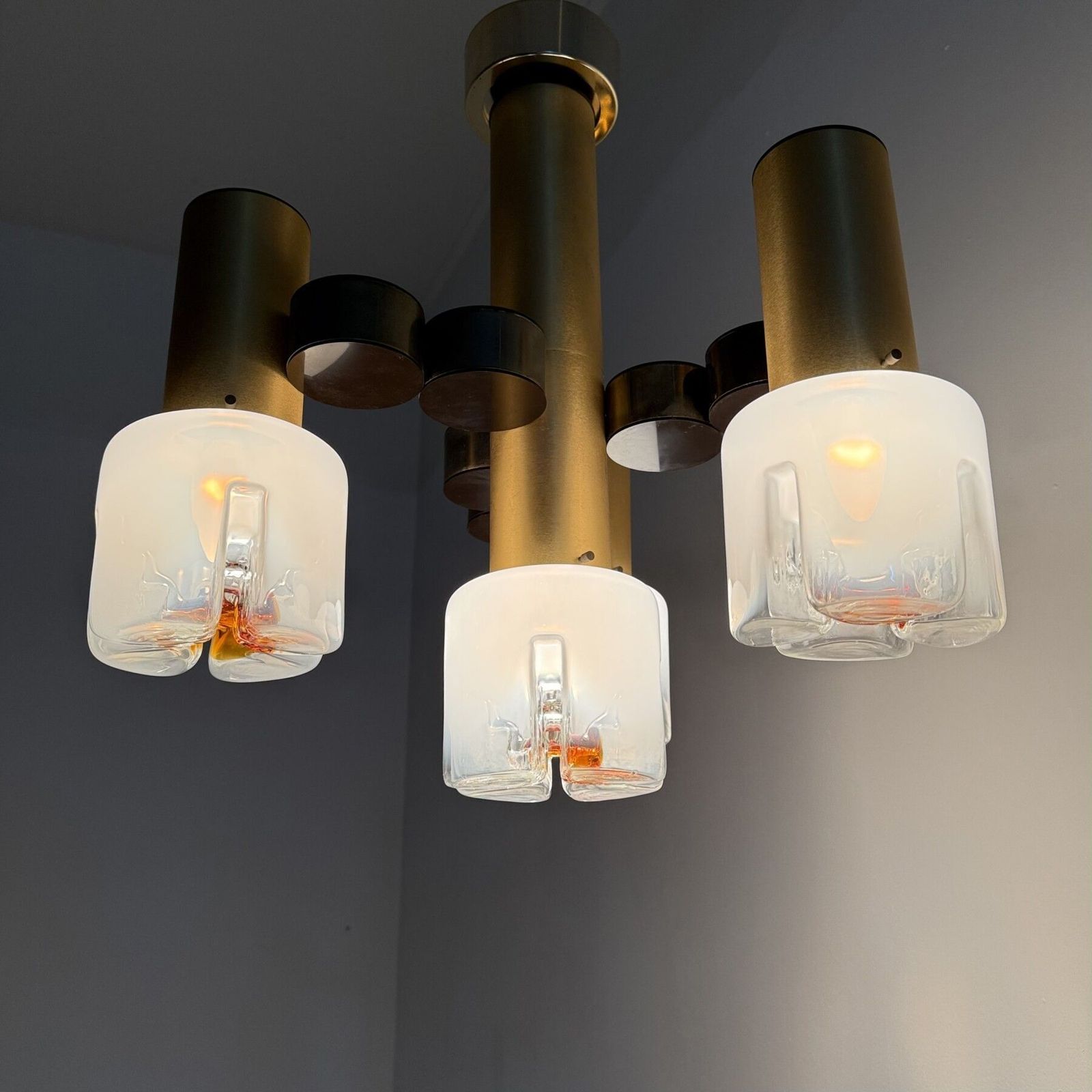 photo vintage Mid Century Design Italian Chandelier By Gaetano Sciolari , 1970s