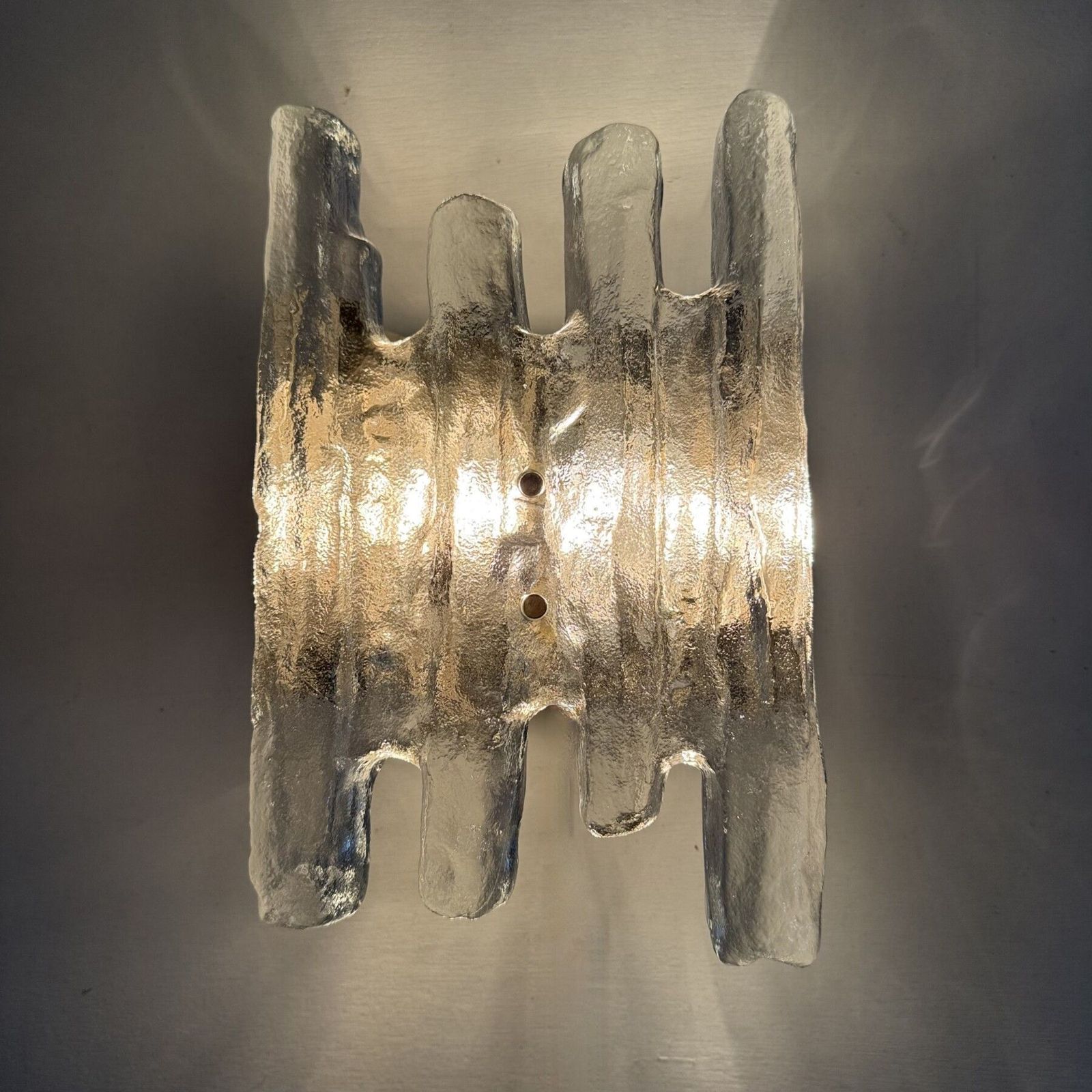 Wall Sconces In Murano Ice Glass And Metal By J.T. Kalmar For Kalmar, 60s photo furniture