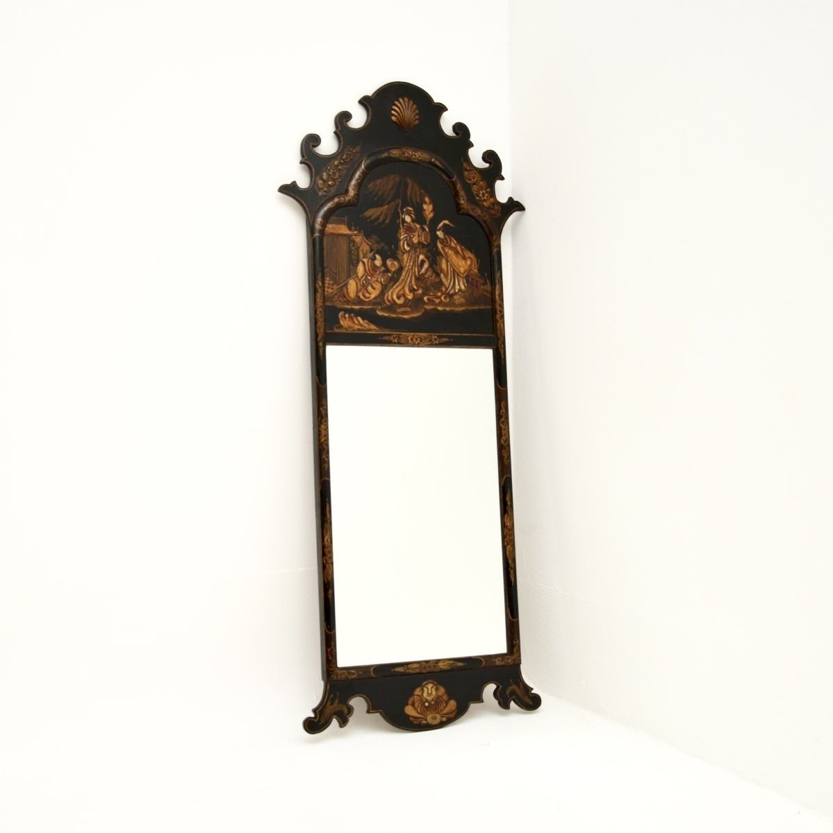 Antique Georgian Period Lacquered Chinoiserie Mirror photo furniture