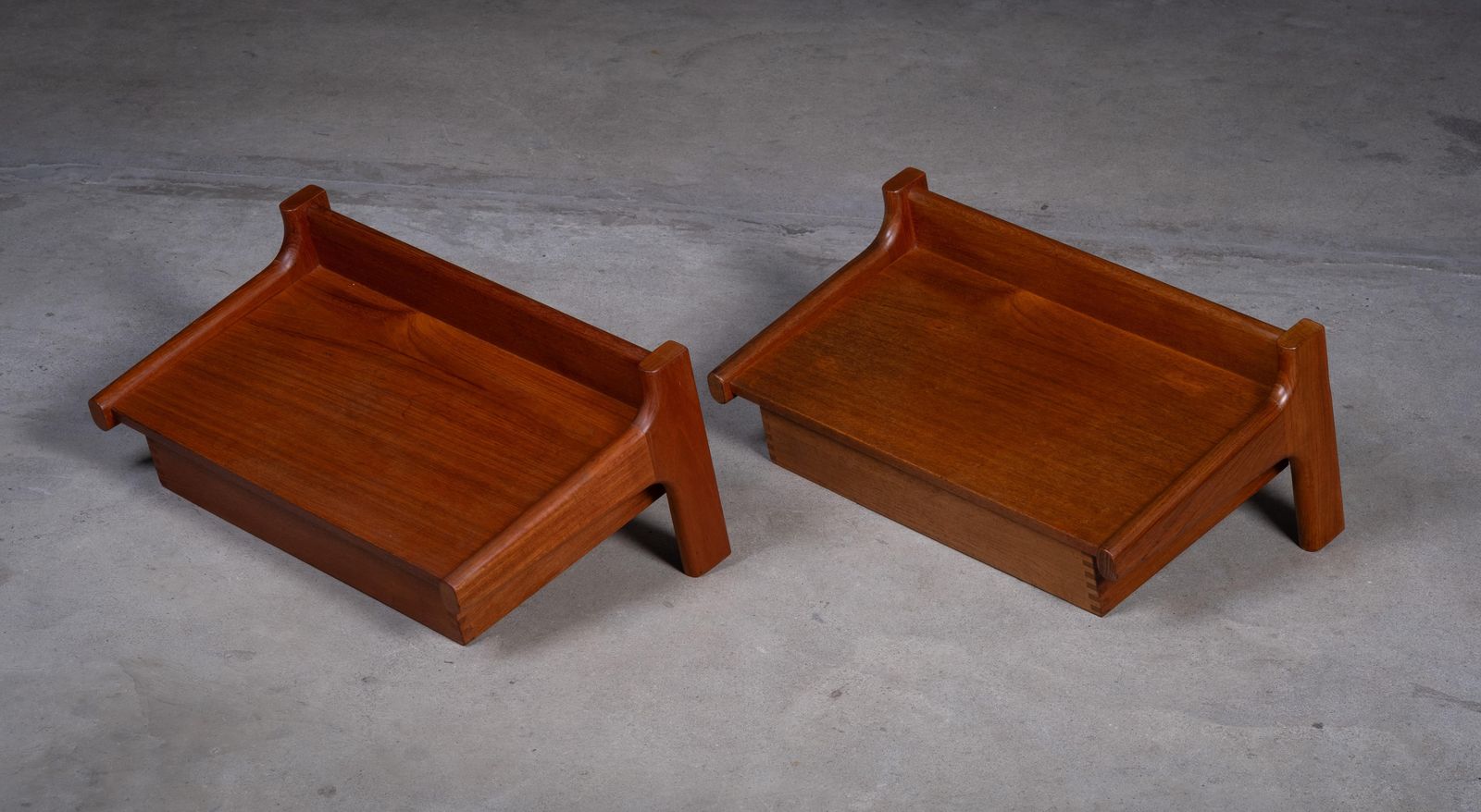 Pair Of Wall Mounted Teak Bedside Tables, Attributed To Børge Mogensen, 1950s photo furniture