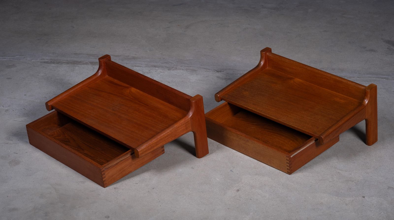 Pair Of Wall Mounted Teak Bedside Tables, Attributed To Børge Mogensen, 1950s photo Furniture