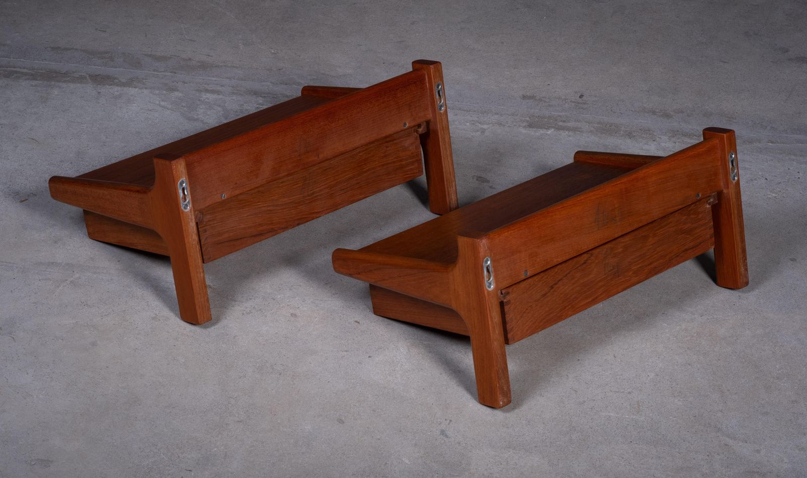 Pair Of Wall Mounted Teak Bedside Tables, Attributed To Børge Mogensen, 1950s photo 1534.0