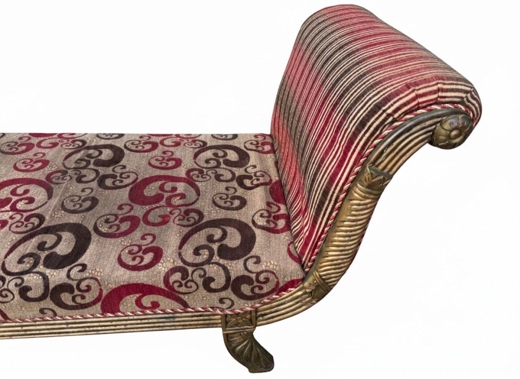 Empire Style Chaise Lounge With Carved Wood Frame photo for sale