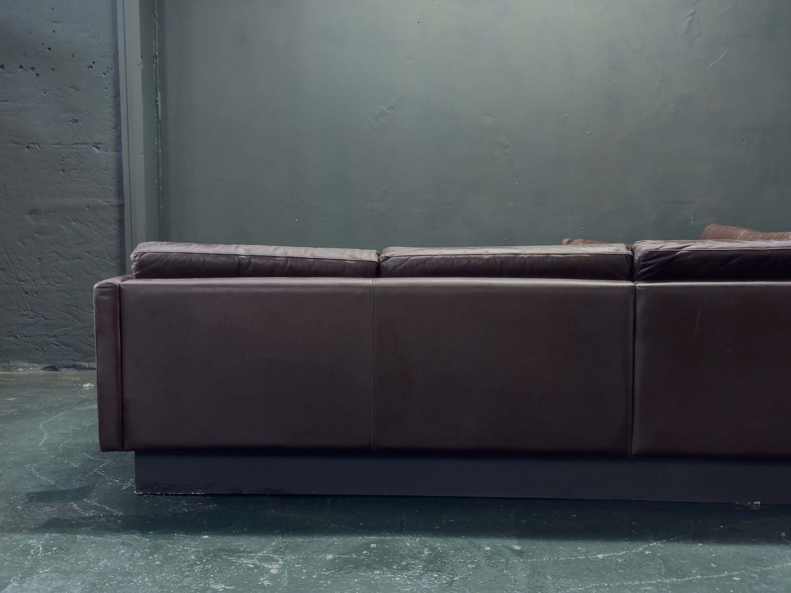 photo for sale Brown Leather Corner Sofa By Thams Denmark