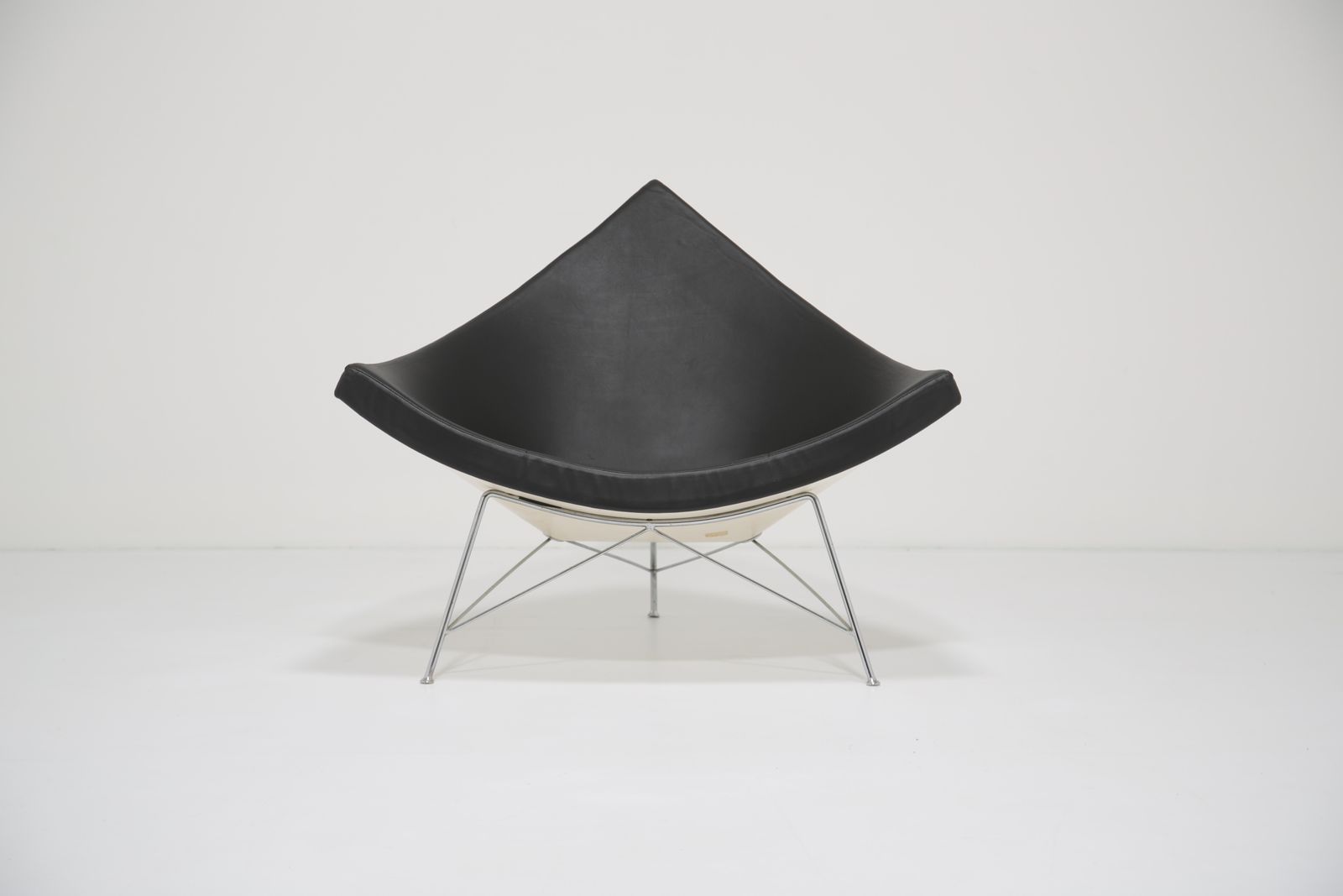 Iconic Black Leather And Fiberglass Lounge Chair 'Coconut' By George Nelson For Vitra photo buy