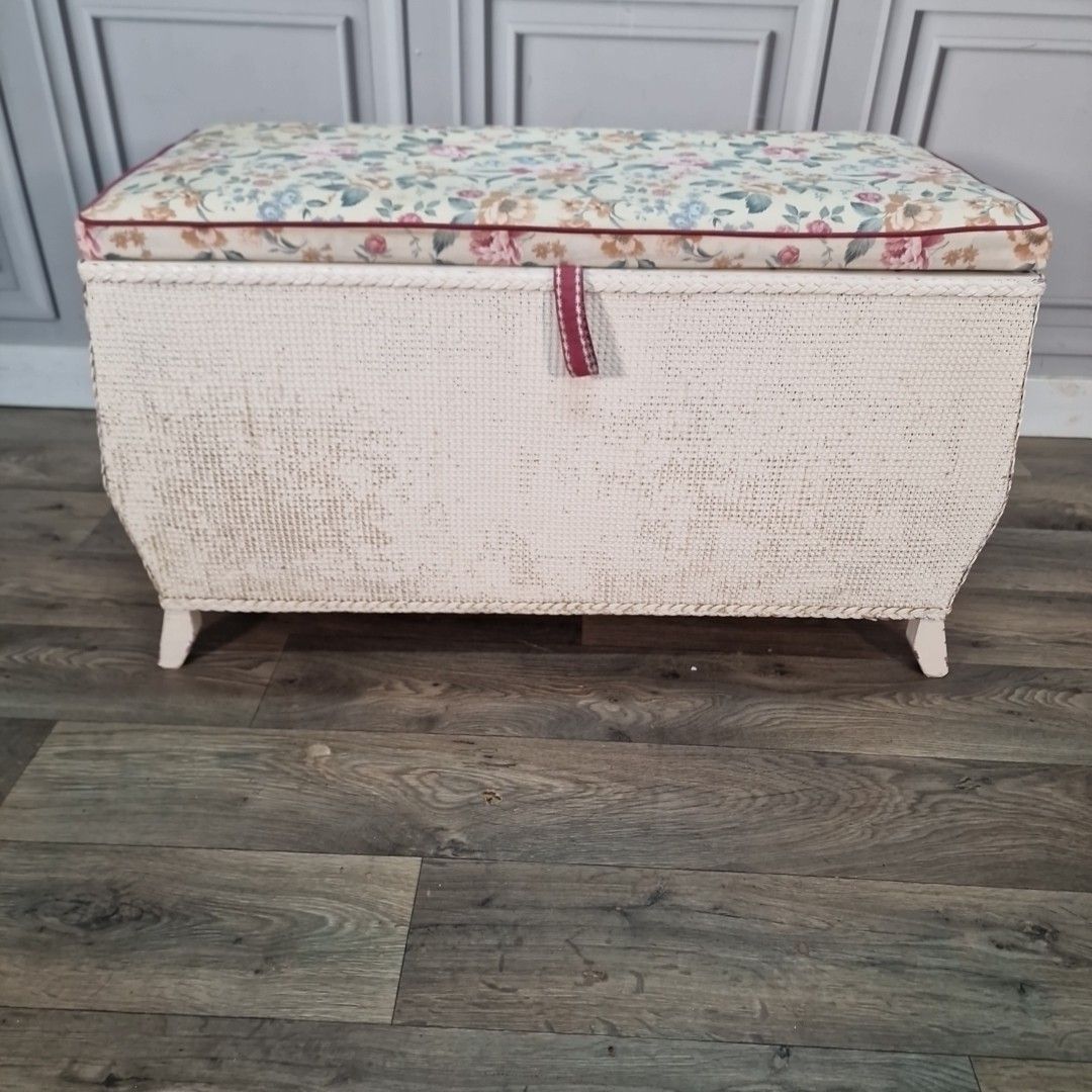 Vintage Ottoman Storage Chest Wicker Loom Style Blanket Box Retro Mcm Basket photo buy