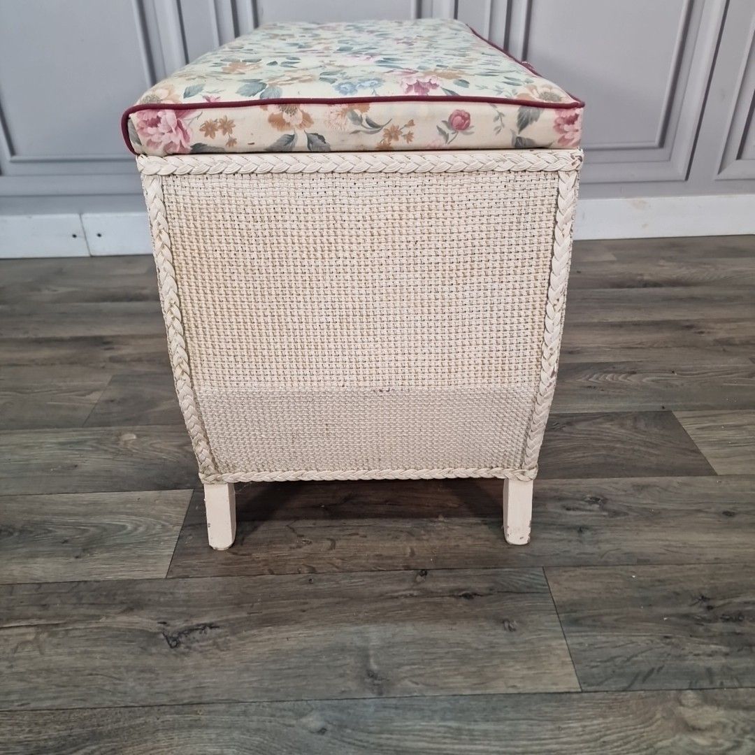 photo buy Vintage Ottoman Storage Chest Wicker Loom Style Blanket Box Retro Mcm Basket