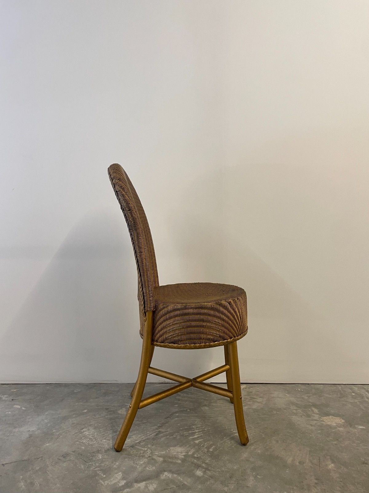 Vintage Circa 1930s Lloyd Loom Original Gold Painted Occasional Dining Chair photo 100.0