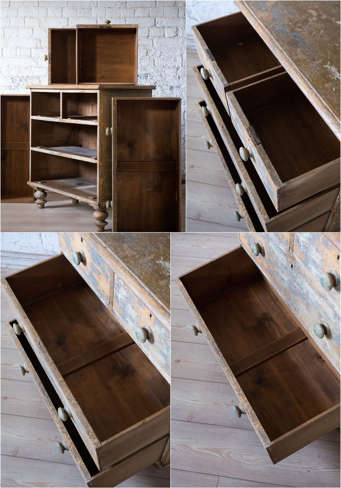 Stunning Painted Victorian Pine Chest Of 4 Drawers (2 Over 2) Raised On Turned Legs (948) photo vinterior