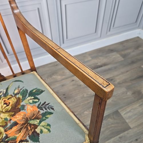 Antique Wooden Carver Armchair Fireside Lounge Chair Satin Wood Arts & Crafts photo vintage