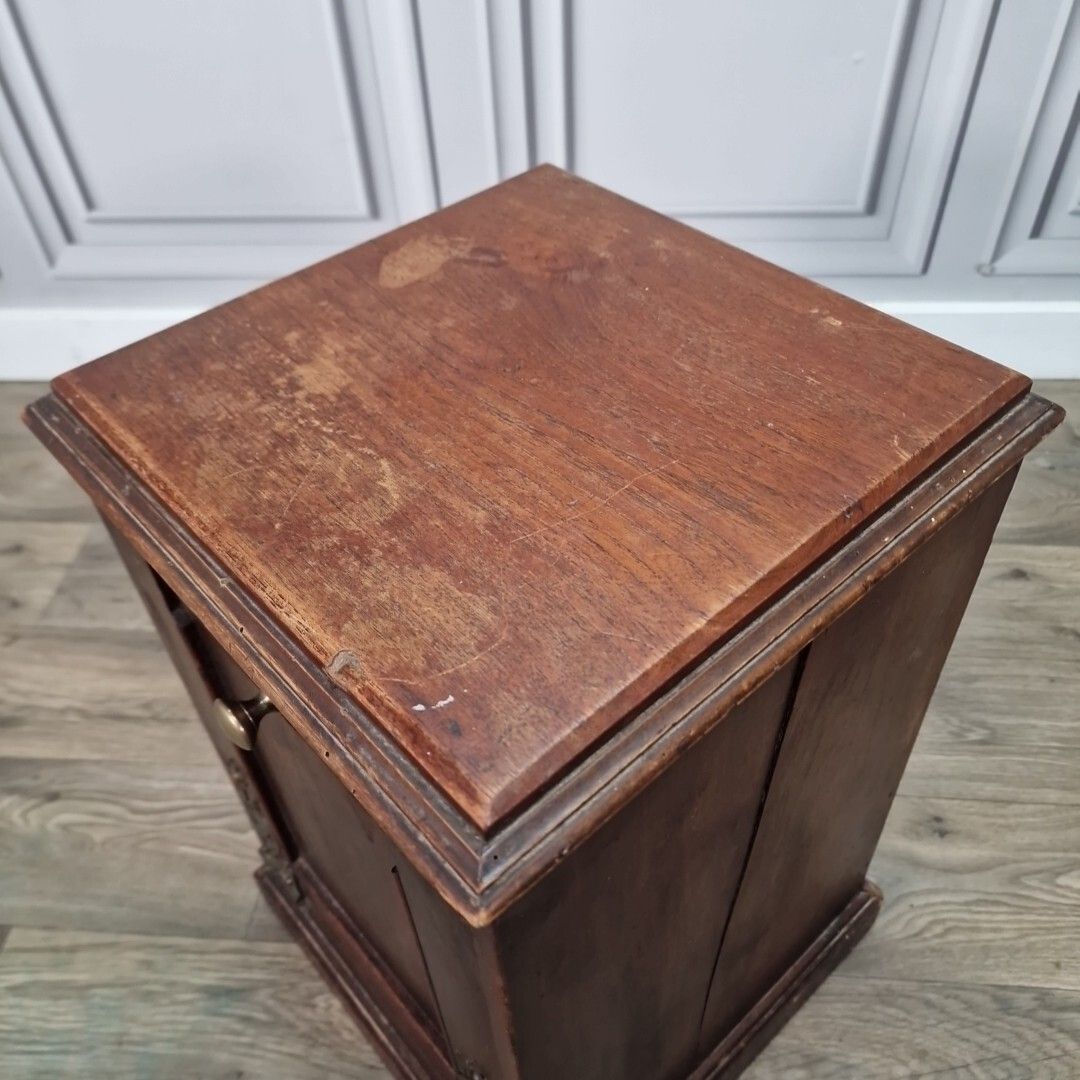 photo furniture Antique Bedside Table Coal Scuttle Cabinet Wooden Purdonium Edwardian