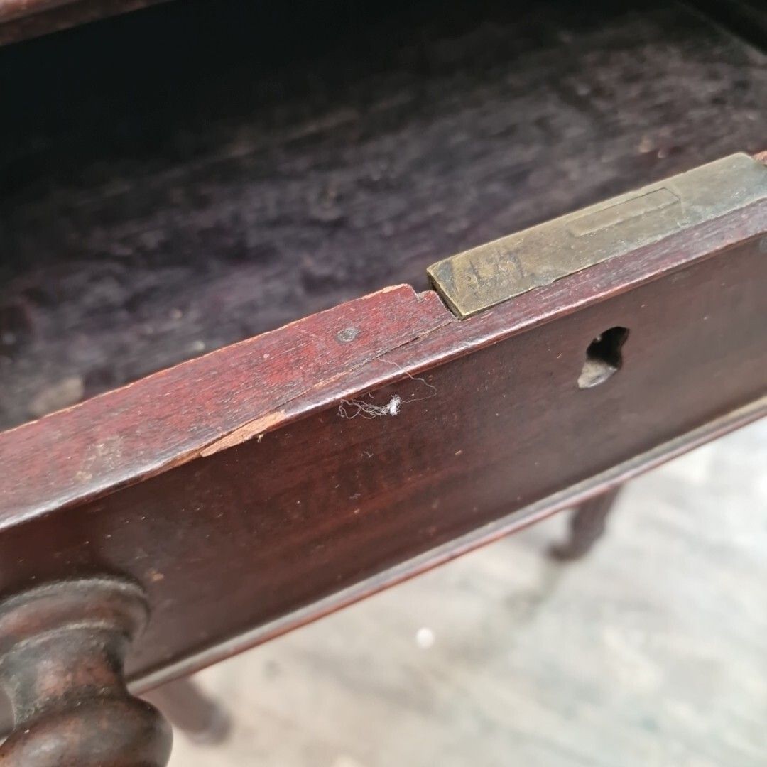 Antique Pembroke Table Solid Wood Drop Leaf Turn Leg Sofa Dining Mahogany photo buy