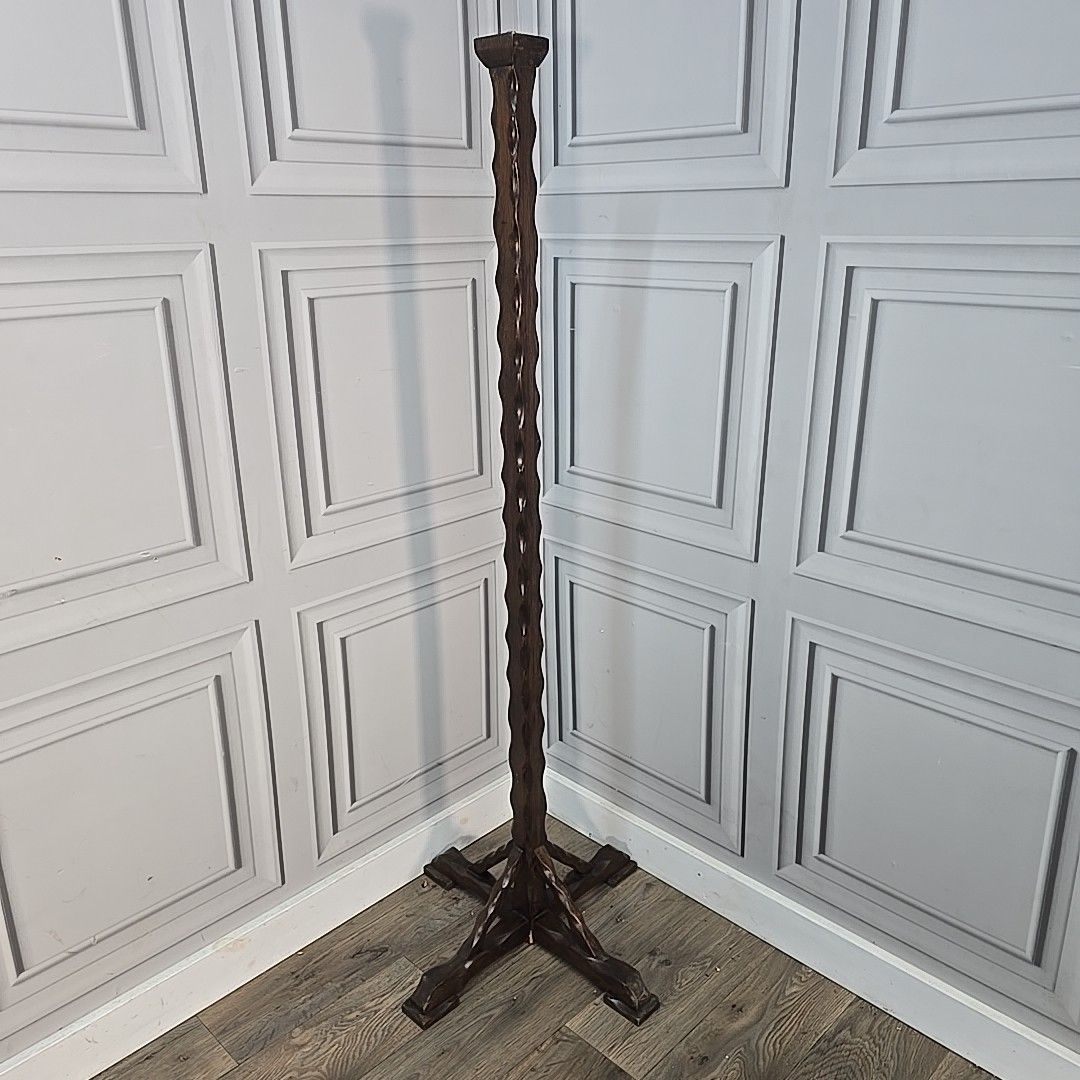 Antique Wood Standard Lamp Gothic Revival Arts & Crafts Floor Light For Rewiring photo furniture