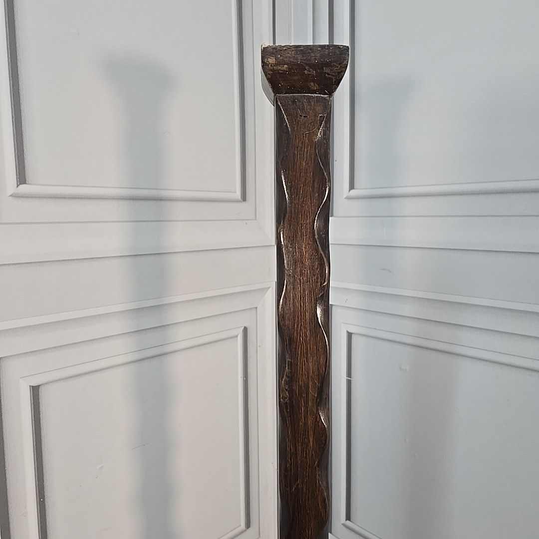 Antique Wood Standard Lamp Gothic Revival Arts & Crafts Floor Light For Rewiring photo vinterior