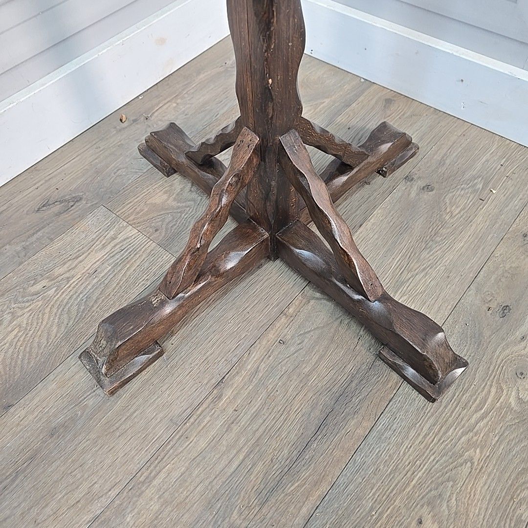 Antique Wood Standard Lamp Gothic Revival Arts & Crafts Floor Light For Rewiring photo vintage