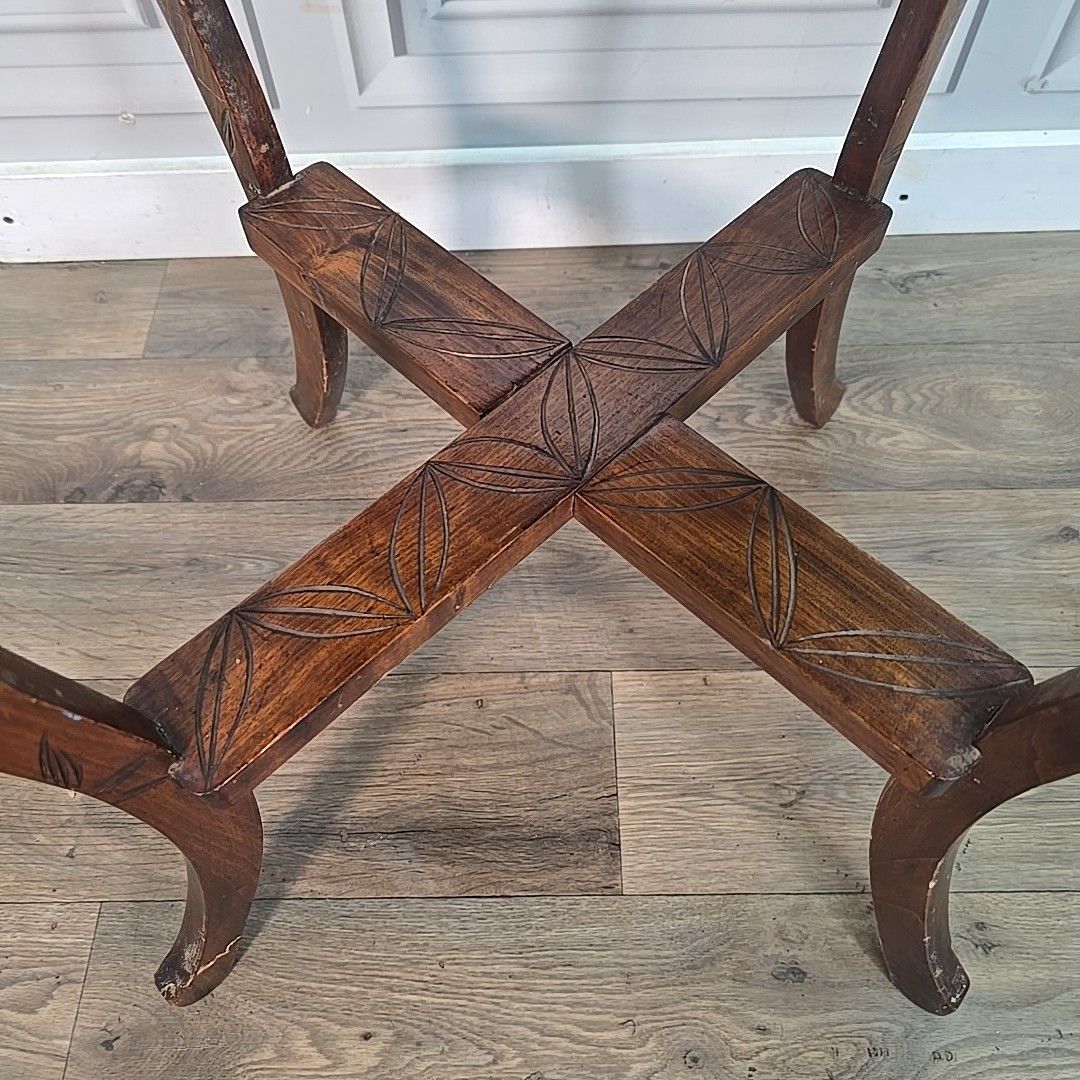 Antique Lamp Table Liberty Style Carved Arts & Crafts Plant Stand Side Wooden photo vinterior
