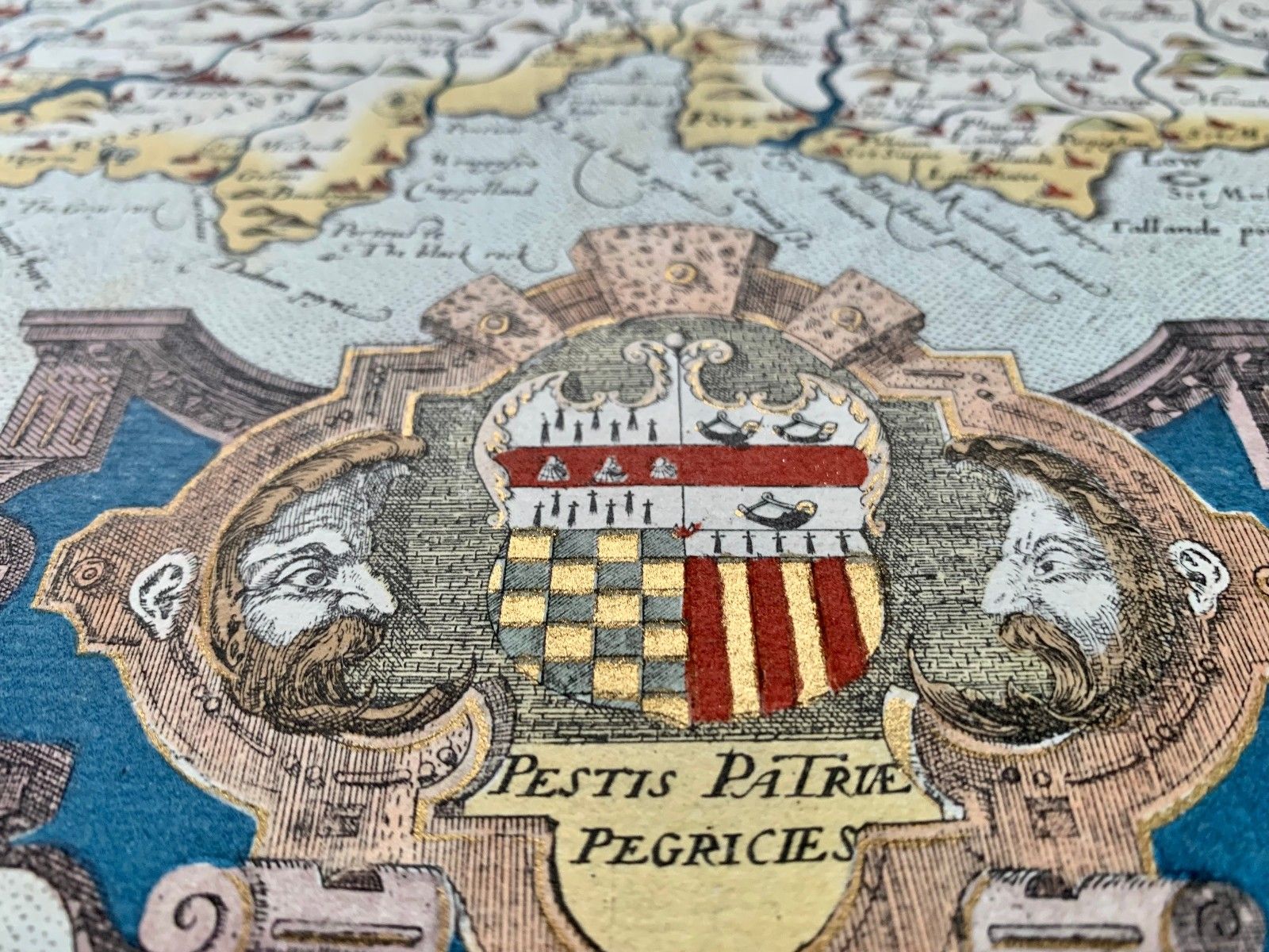 Antique Saxton Map Of Cornwall 1576 British Museum Gilded Hand Coloured Large photo vinterior
