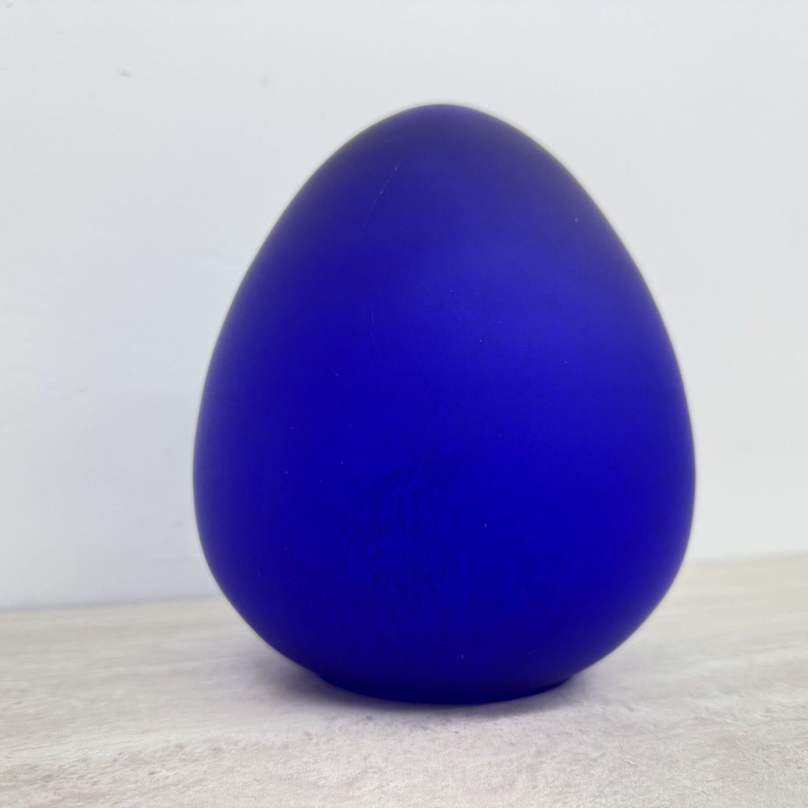 Mid Century Design Tafelamp Van Blauw Glas In Eivorm, Jaren 1970 photo vinterior